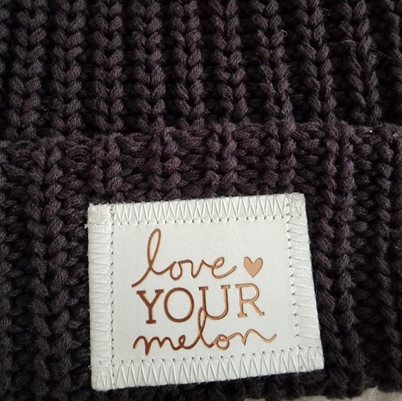Rare, Love Your Melon rose foil patch pom beanie - Picture 3 of 3